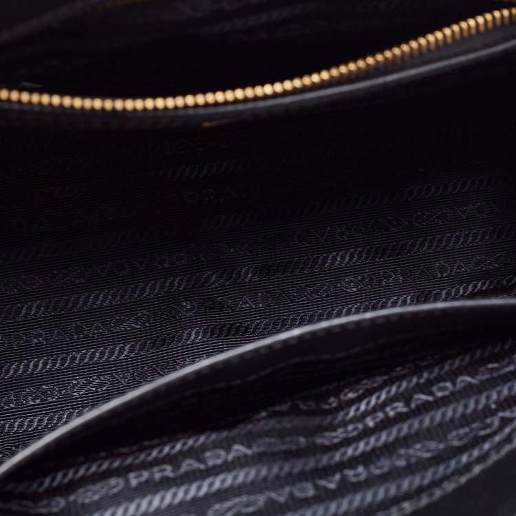 Pre Owned Prada Black Saffiano Lux Leather Small Galleria Double Zip Tote