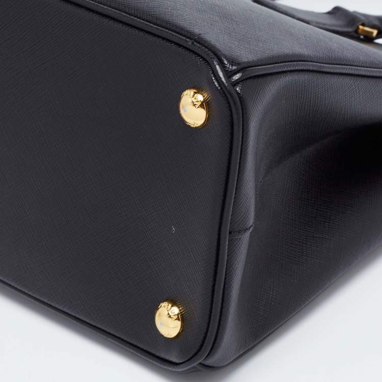 Pre Owned Prada Black Saffiano Lux Leather Small Galleria Double Zip Tote