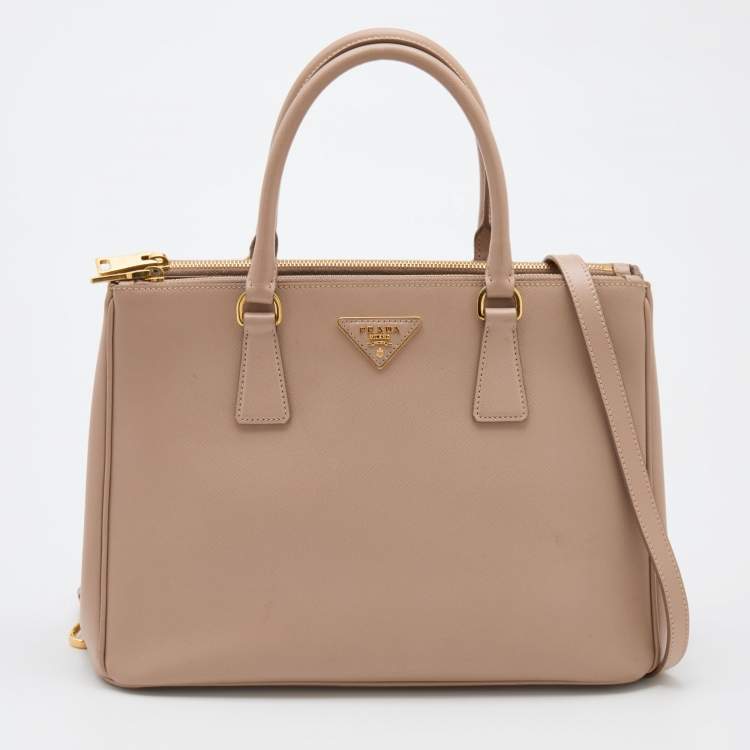 Pre Owned Prada Beige Saffiano Leather Medium Galleria Tote