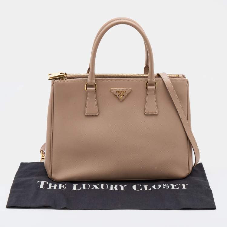 Pre Owned Prada Beige Saffiano Leather Medium Galleria Tote