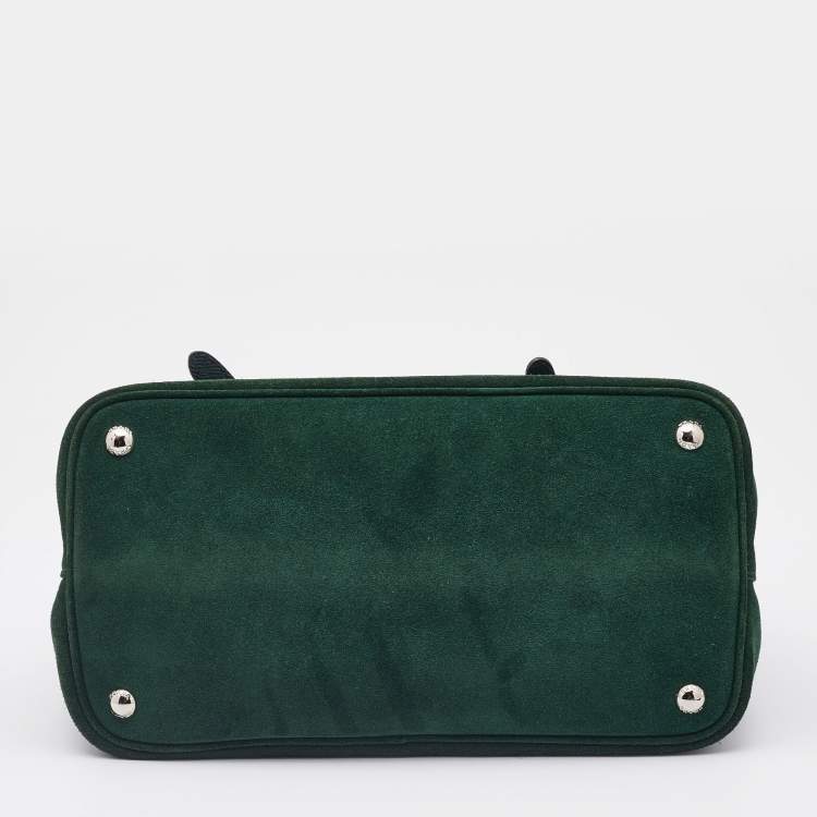 Pre Owned Prada Green Suede Top Handle Bag