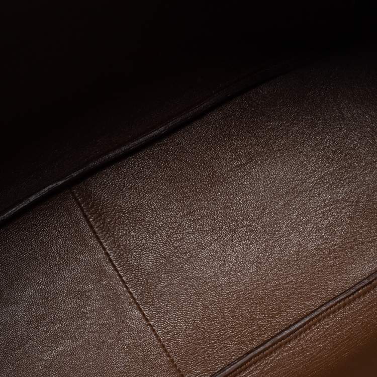 Pre Owned Prada Brown Vitello Daino Soft Leather Top Zip Tote