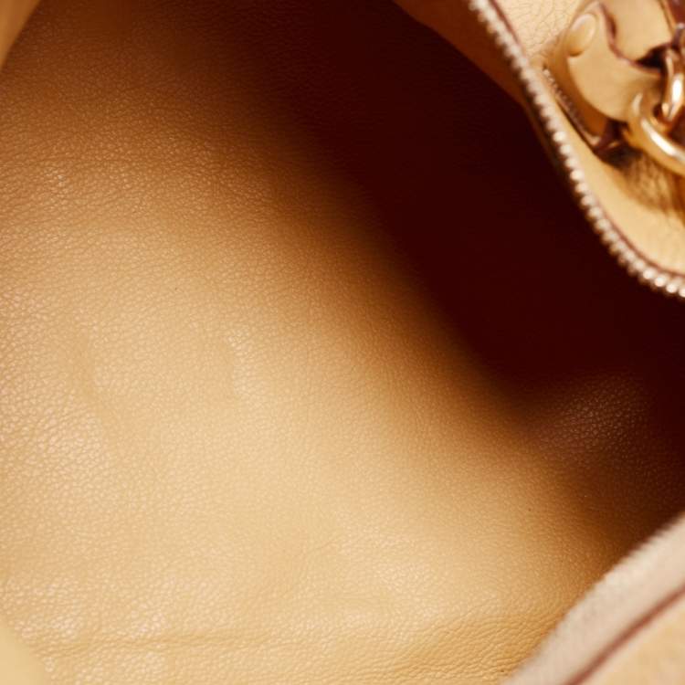 Pre Owned Prada Tan Daino Leather Top Zip Shoulder Bag