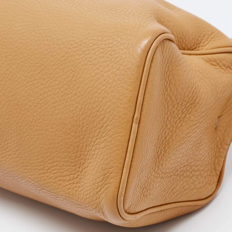 Pre Owned Prada Tan Daino Leather Top Zip Shoulder Bag