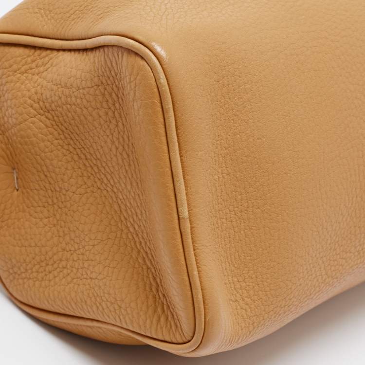 Pre Owned Prada Tan Daino Leather Top Zip Shoulder Bag