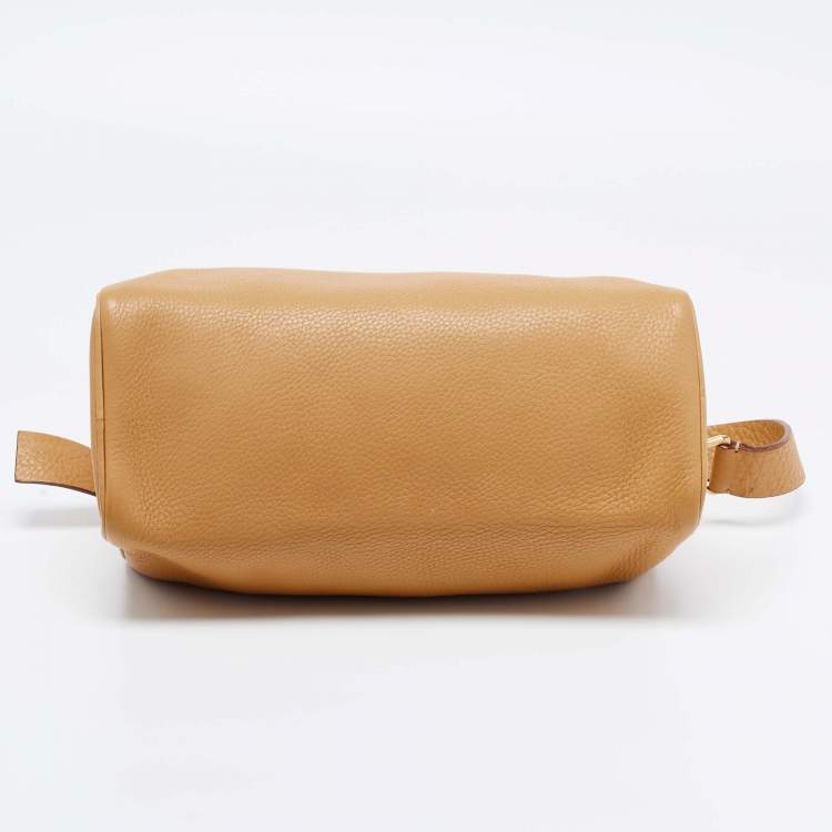 Pre Owned Prada Tan Daino Leather Top Zip Shoulder Bag