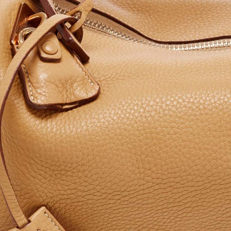Pre Owned Prada Tan Daino Leather Top Zip Shoulder Bag