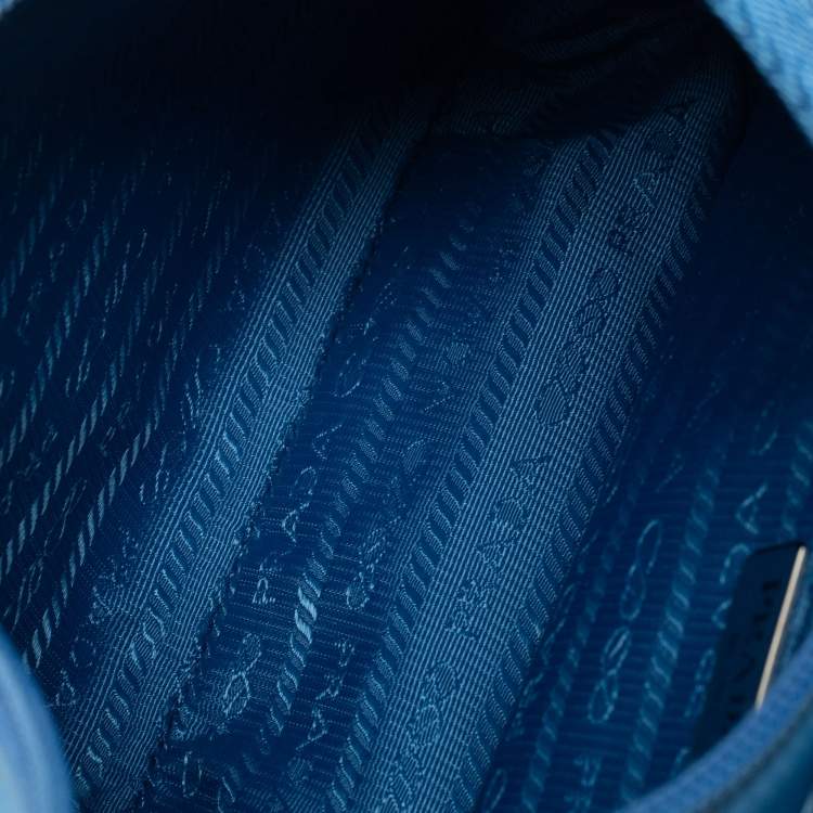 Pre Owned Prada Light Blue Tessuto Nylon Mini Re-Edition 2000 Baguette Bag