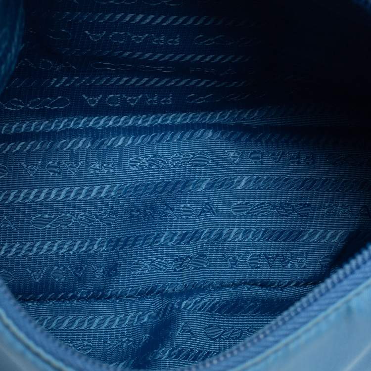 Pre Owned Prada Light Blue Tessuto Nylon Mini Re-Edition 2000 Baguette Bag