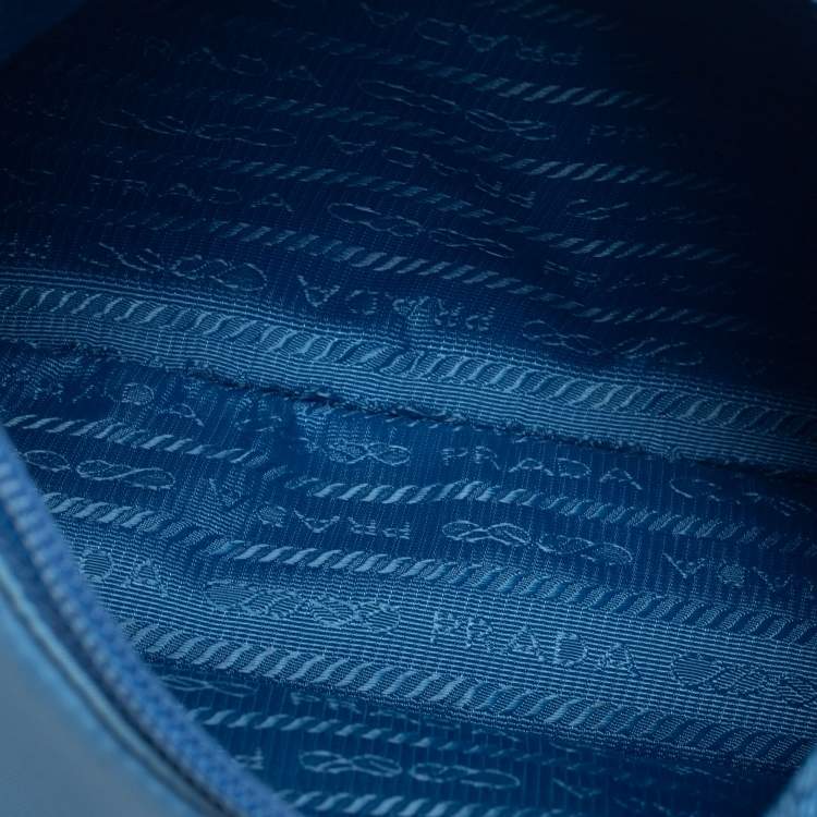 Pre Owned Prada Light Blue Tessuto Nylon Mini Re-Edition 2000 Baguette Bag