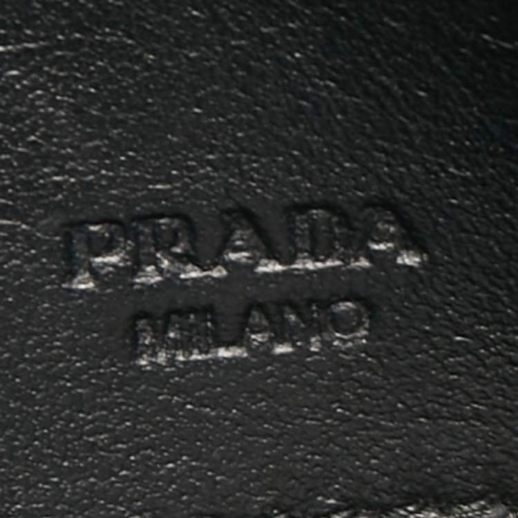 Pre Owned Prada Black Nylon and Leather Logo Flap Wallet on Strap