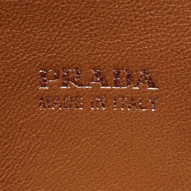 Pre Owned Prada Orange Leather Double Sided Flap Crossbody Bag