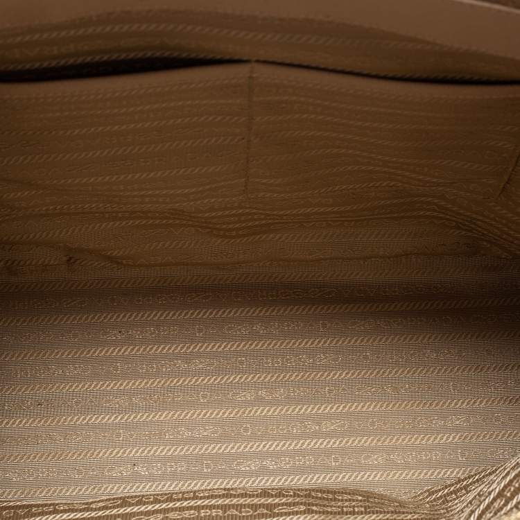 Pre Owned Prada Beige Saffiano Lux Leather Large Galleria Double Zip Tote