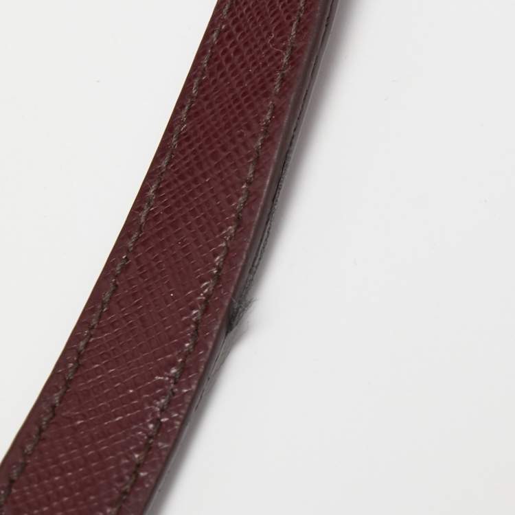 Pre Owned Prada Burgundy Saffiano Lux Leather Small Middle Zip Tote