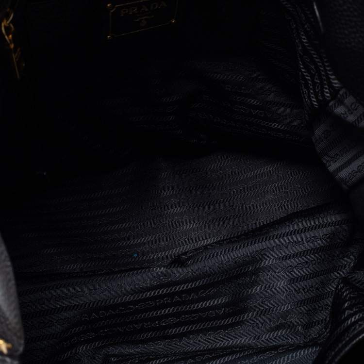 Pre Owned Prada Black Vitello Diano Leather Side Zip Shopper Tote