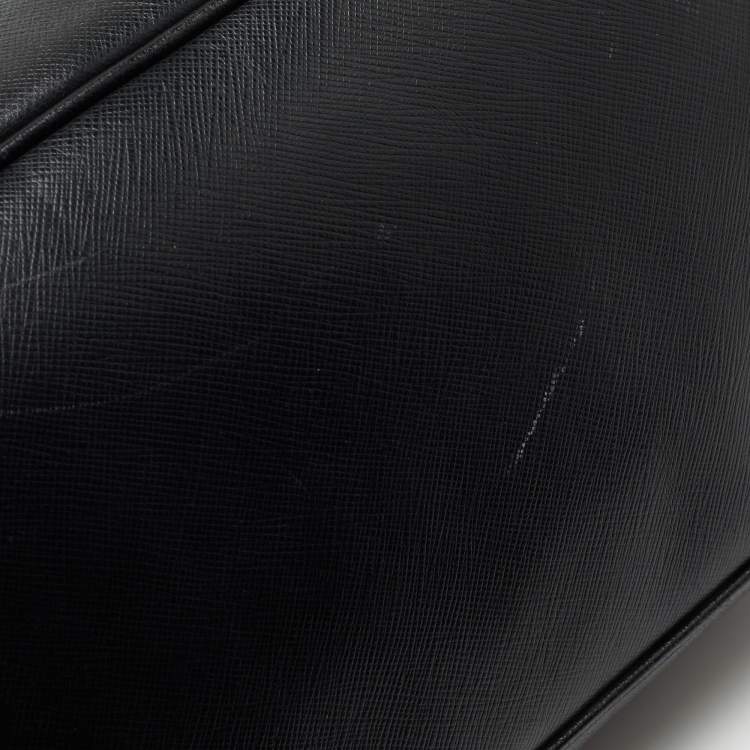 Pre Owned Prada Black Saffiano Lux Leather Medium Galleria Double Zip Tote