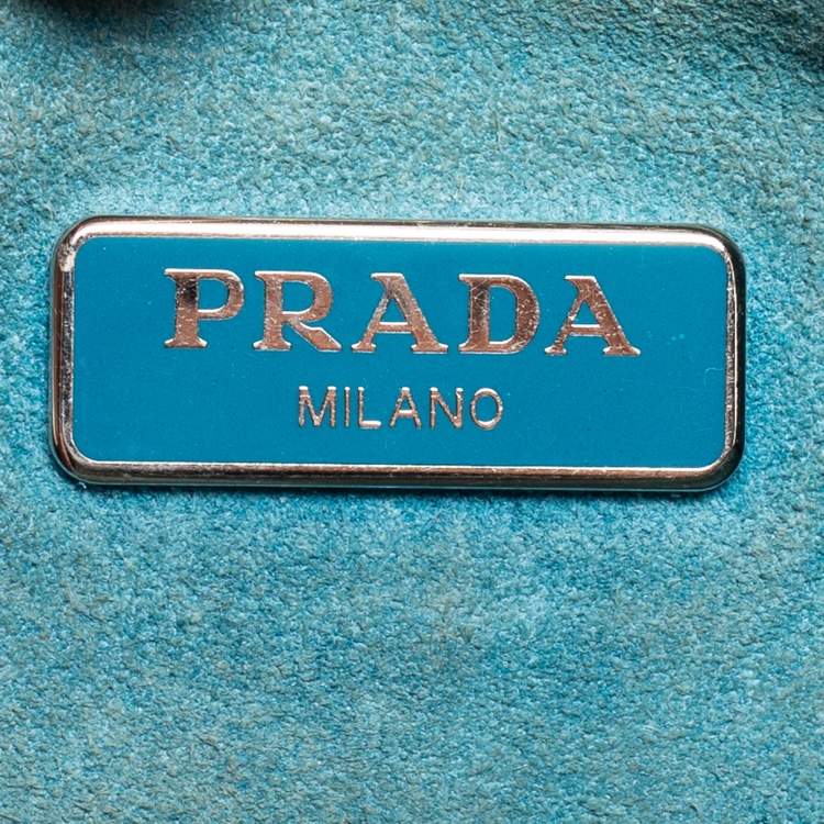Pre Owned Prada Grey Perforated Leather Boston Bag