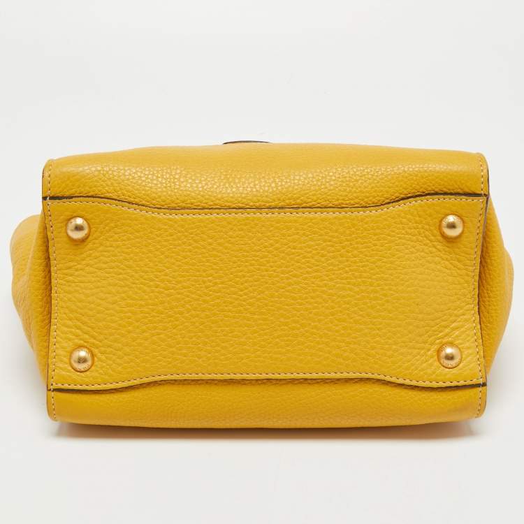 Pre Owned Prada Yellow Vitello Daino Leather Sound Flap Top Handle Bag