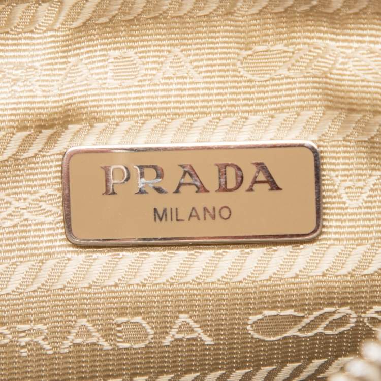 Pre Owned Prada Beige Nylon and Leather Re-Edition 2005 Shoulder Bag