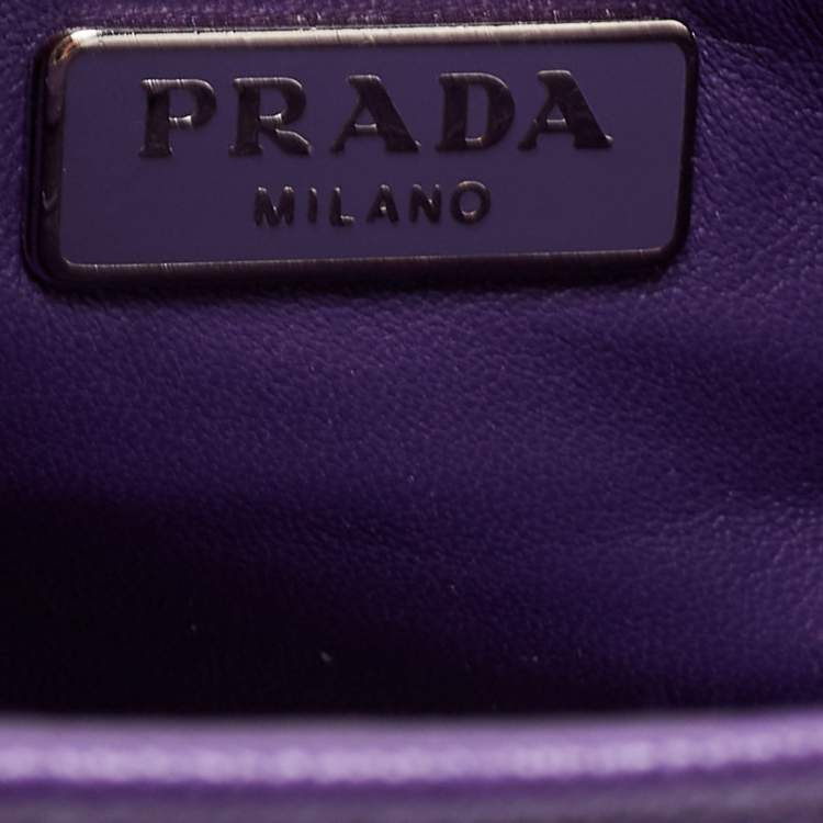 Pre Owned Prada Purple Saffiano Lux Leather Mini Sound Flap Shoulder Bag
