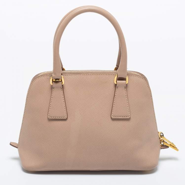 Pre Owned Prada Beige Saffiano Lux Leather Small Promenade Satchel
