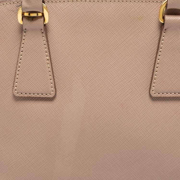 Pre Owned Prada Beige Saffiano Lux Leather Small Promenade Satchel