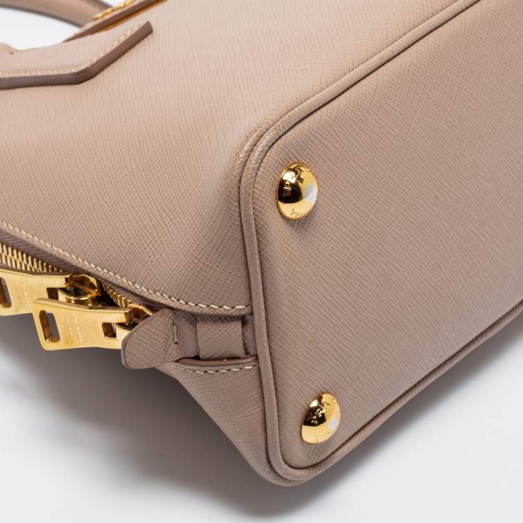 Pre Owned Prada Beige Saffiano Lux Leather Small Promenade Satchel