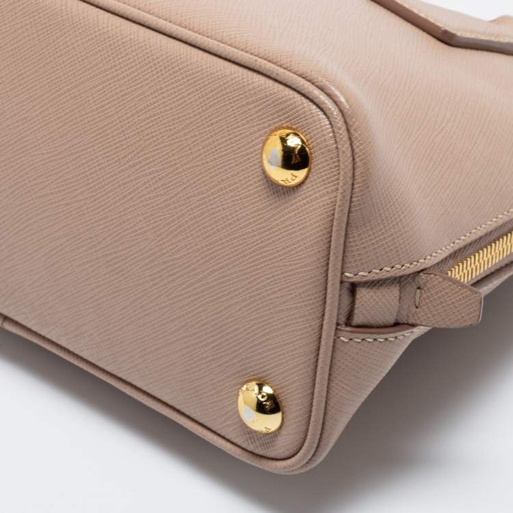 Pre Owned Prada Beige Saffiano Lux Leather Small Promenade Satchel