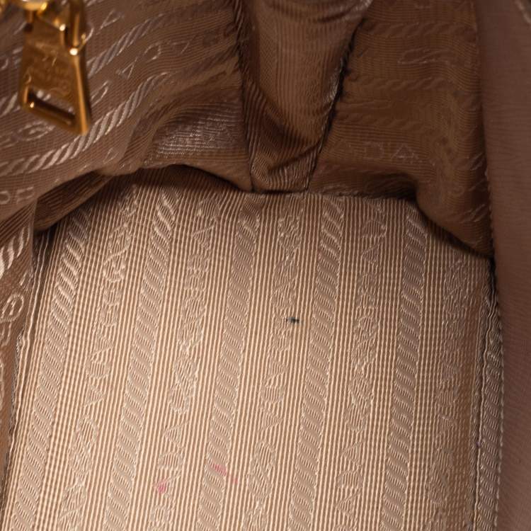 Pre Owned Prada Beige Saffiano Lux Leather Small Promenade Satchel
