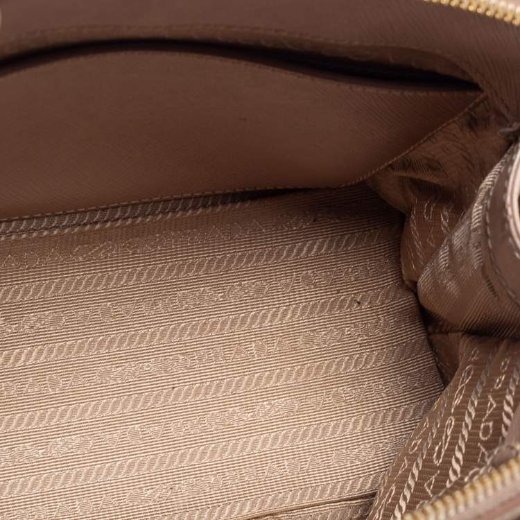 Pre Owned Prada Beige Saffiano Lux Leather Small Promenade Satchel