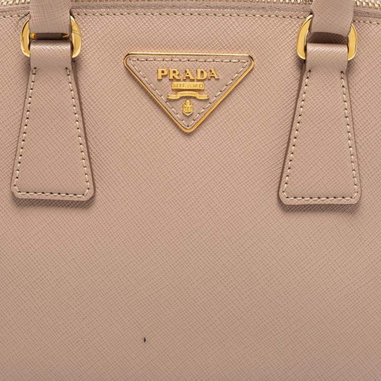 Pre Owned Prada Beige Saffiano Lux Leather Small Promenade Satchel