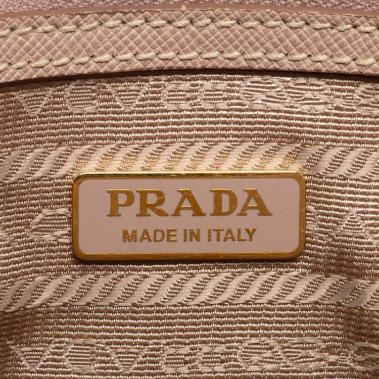 Pre Owned Prada Beige Saffiano Lux Leather Small Promenade Satchel