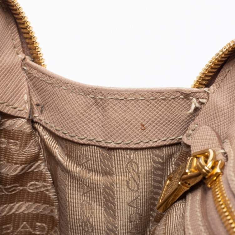 Pre Owned Prada Beige Saffiano Lux Leather Small Promenade Satchel