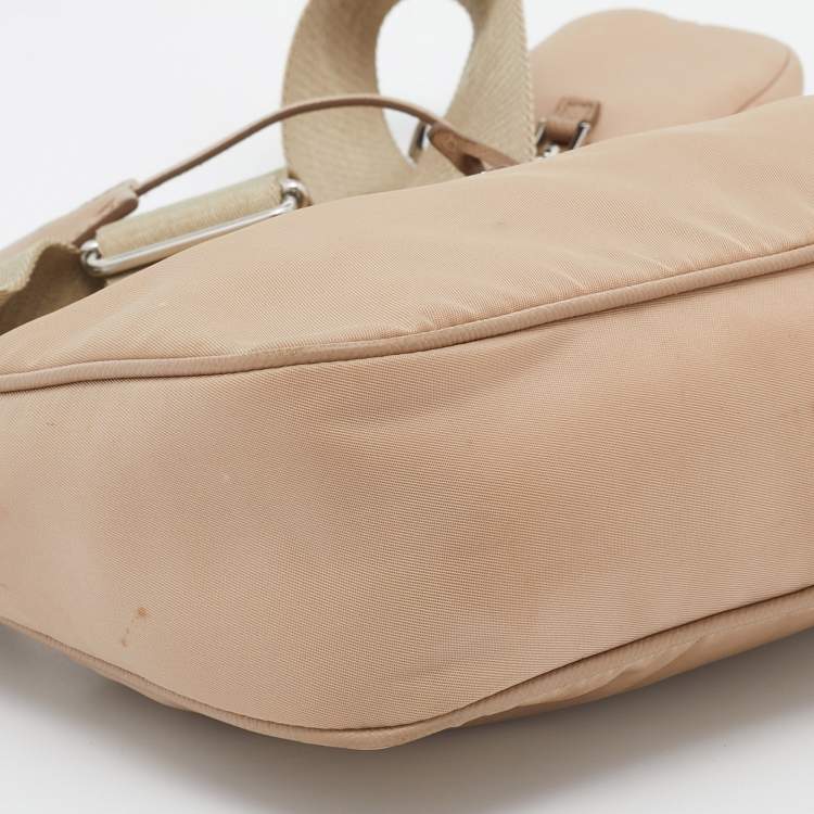 Pre Owned Prada Beige Nylon and Leather Re-Edition 2005 Shoulder Bag