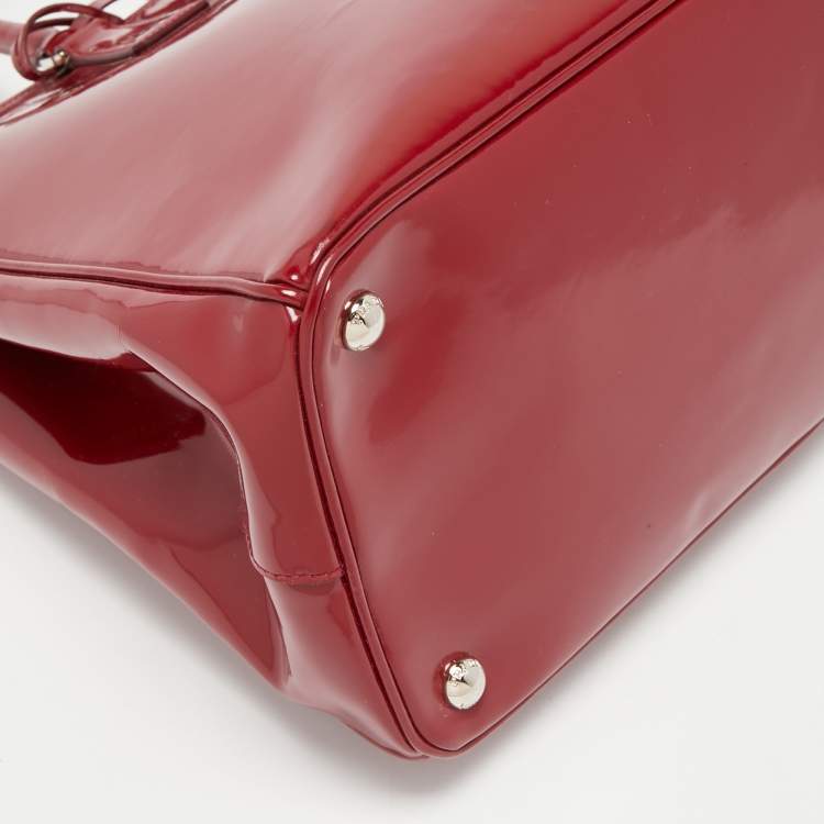 Pre Owned Prada Red Patent Leather Large Galleria Double Zip Tote