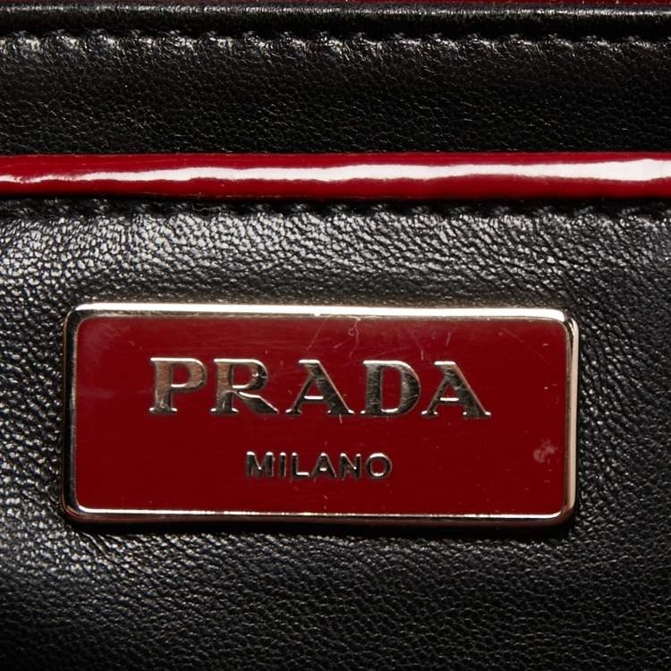 Pre Owned Prada Red Patent Leather Large Galleria Double Zip Tote