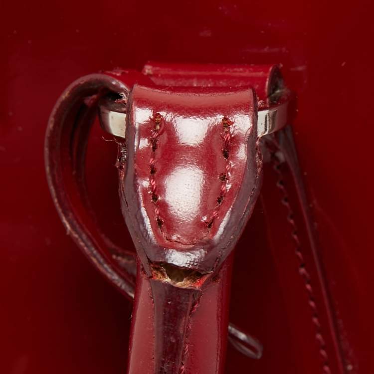 Pre Owned Prada Red Patent Leather Large Galleria Double Zip Tote