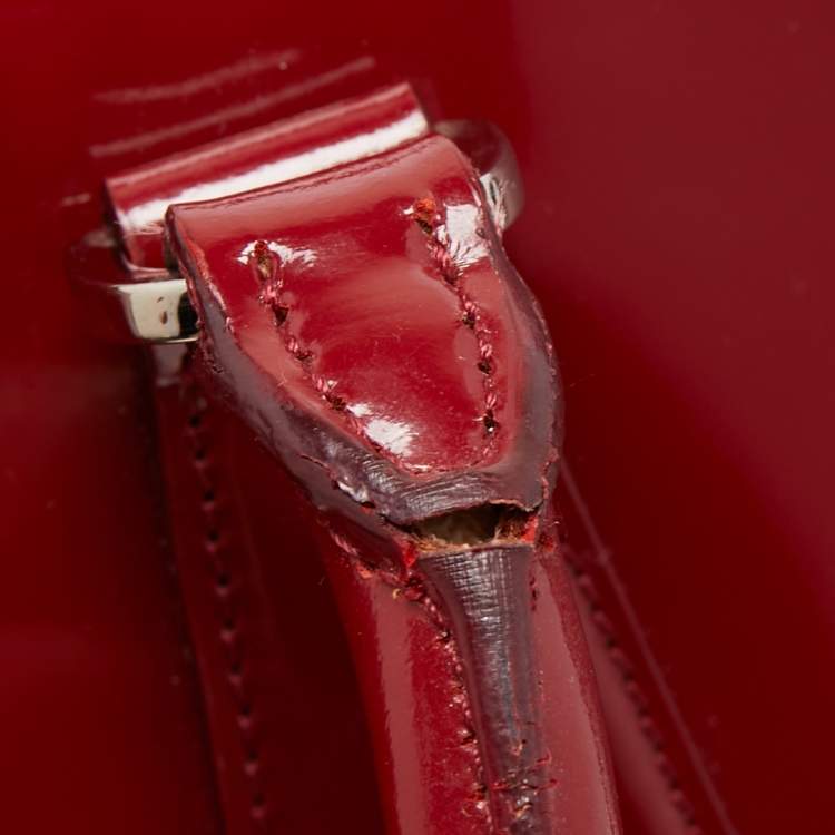 Pre Owned Prada Red Patent Leather Large Galleria Double Zip Tote