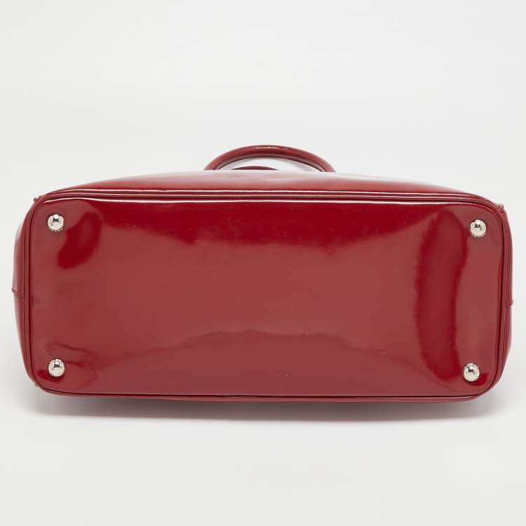 Pre Owned Prada Red Patent Leather Large Galleria Double Zip Tote