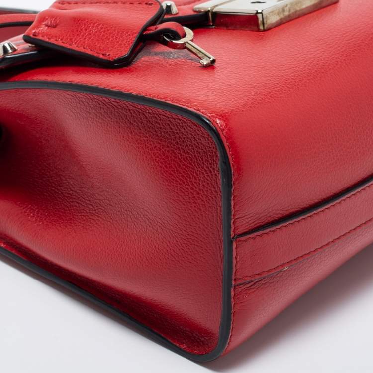 Pre Owned Prada Red Studded Vitello Daino Leather Flap Crossbody Bag