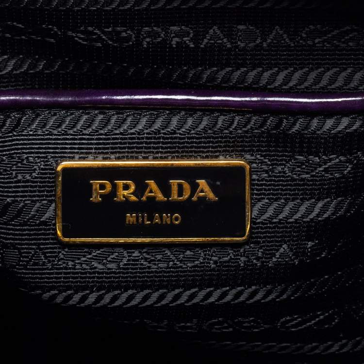 Pre Owned Prada Purple Patent Leather Medium Promenade Satchel