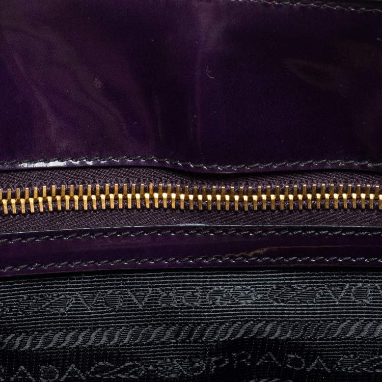 Pre Owned Prada Purple Patent Leather Medium Promenade Satchel