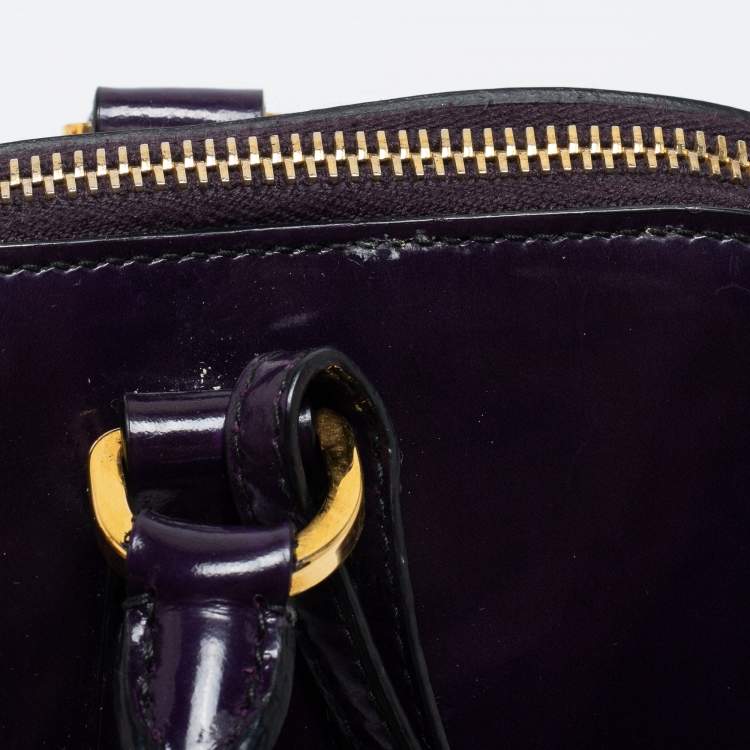 Pre Owned Prada Purple Patent Leather Medium Promenade Satchel