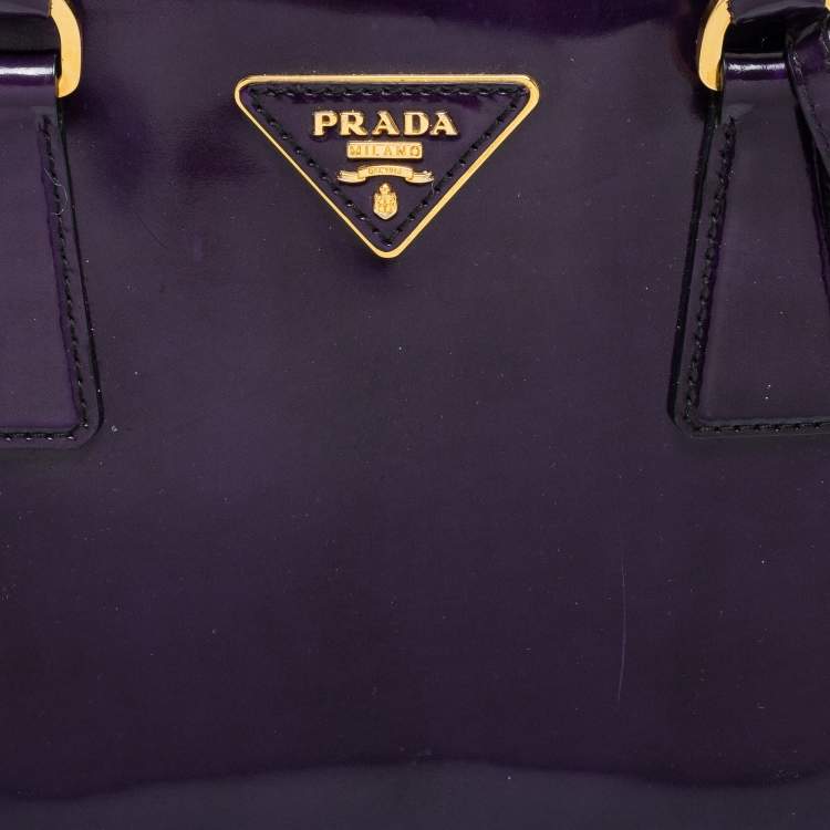 Pre Owned Prada Purple Patent Leather Medium Promenade Satchel