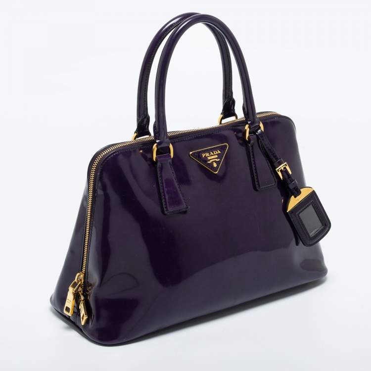 Pre Owned Prada Purple Patent Leather Medium Promenade Satchel
