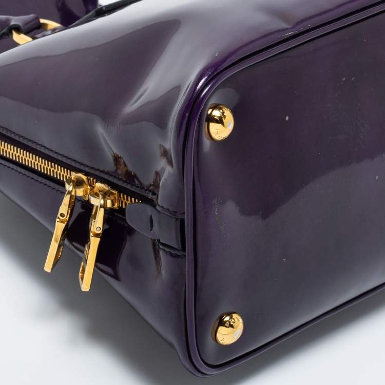Pre Owned Prada Purple Patent Leather Medium Promenade Satchel