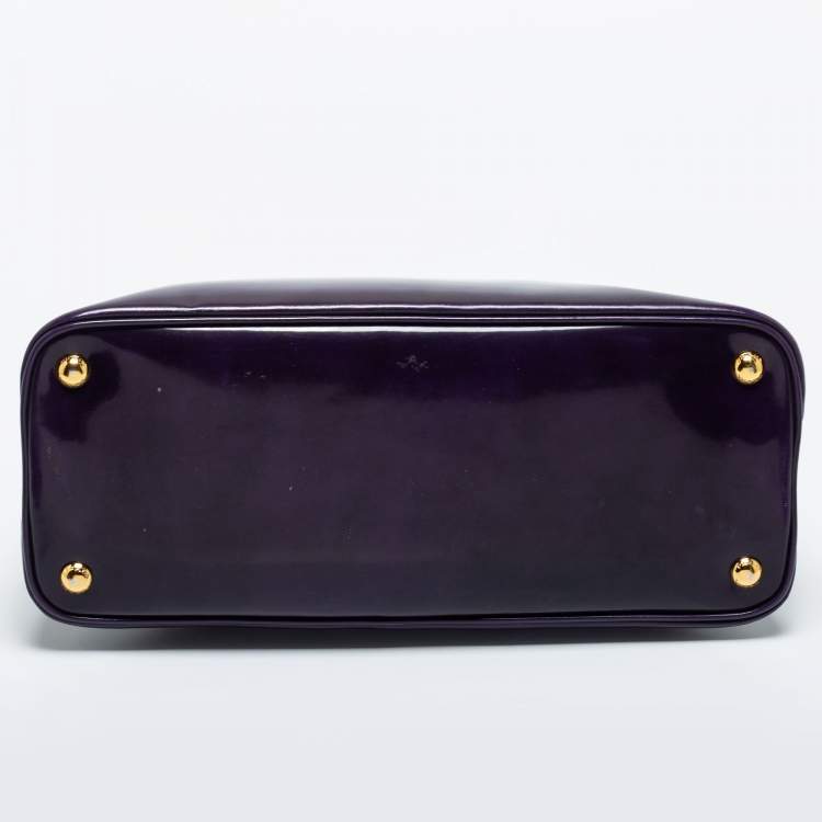 Pre Owned Prada Purple Patent Leather Medium Promenade Satchel