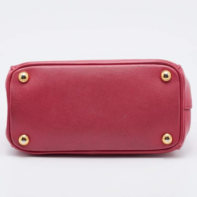 Pre Owned Prada Pink Saffiano Leather Micro Galleria Tote