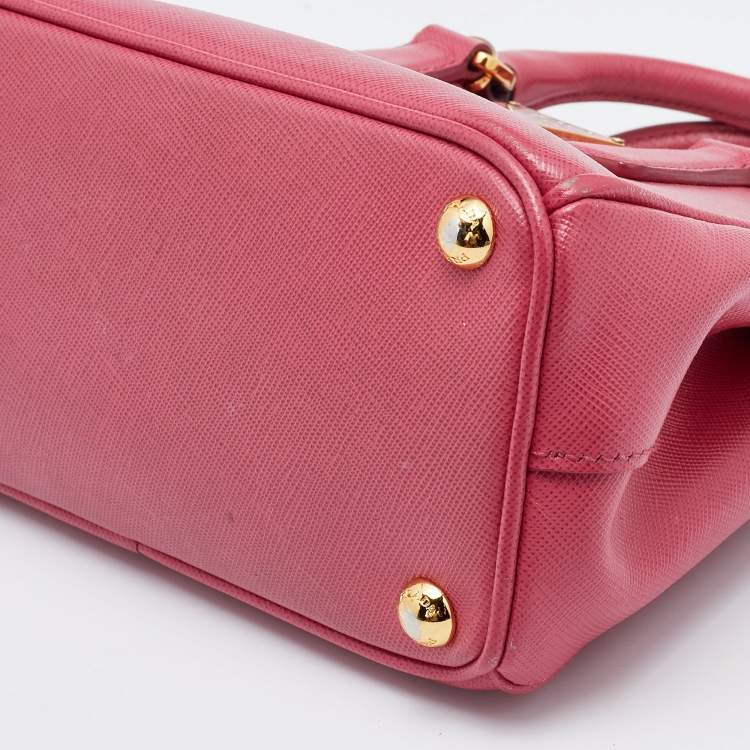 Pre Owned Prada Pink Saffiano Leather Micro Galleria Tote