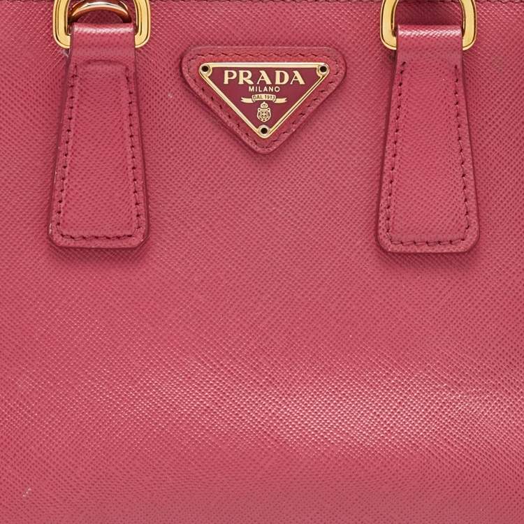 Pre Owned Prada Pink Saffiano Leather Micro Galleria Tote